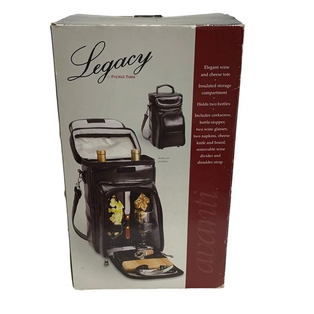 Avanti Legacy by Picnic Time Cheese And Wine Leatherette Bag With Glasses‎ Tools